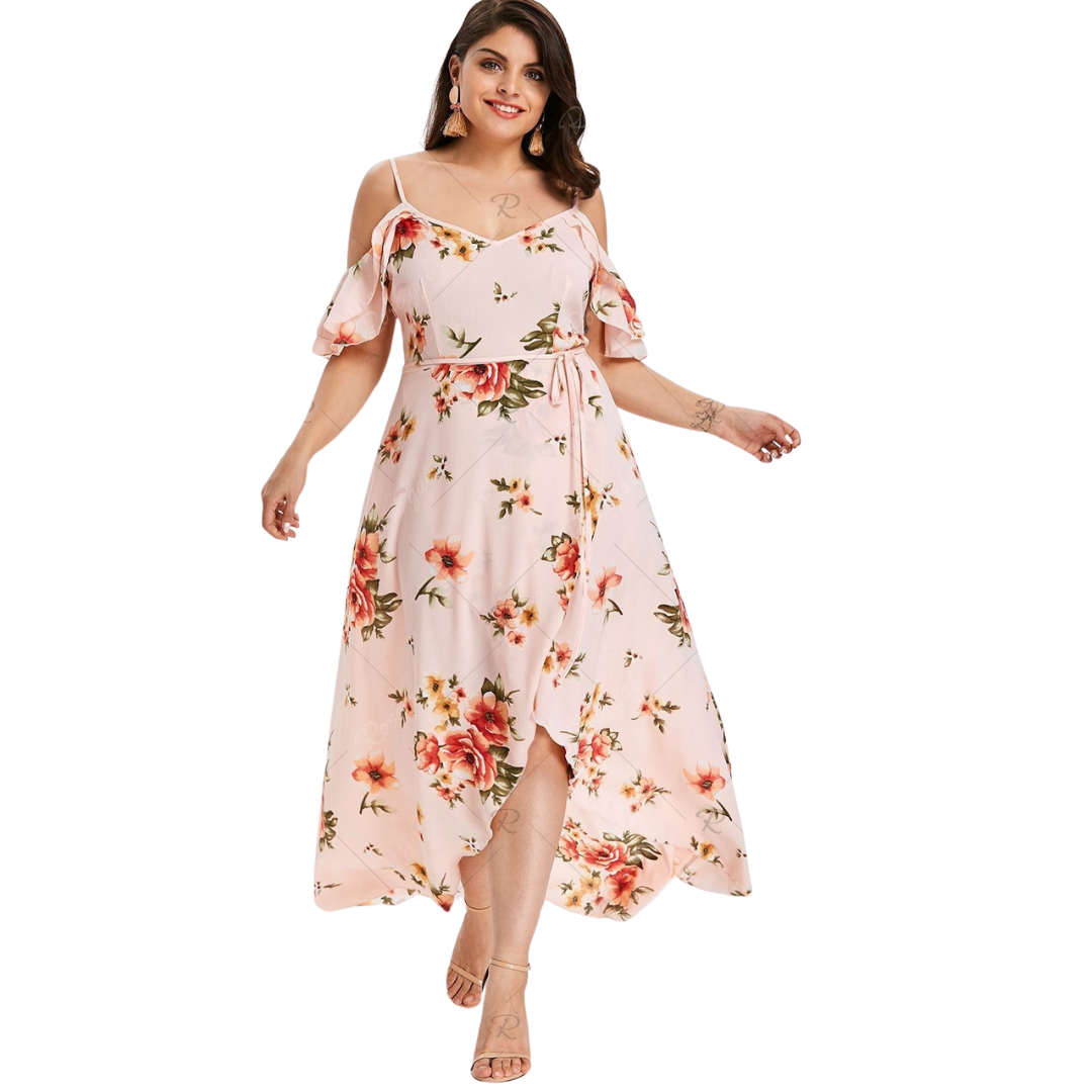 Plus size bohemian ruffled dress