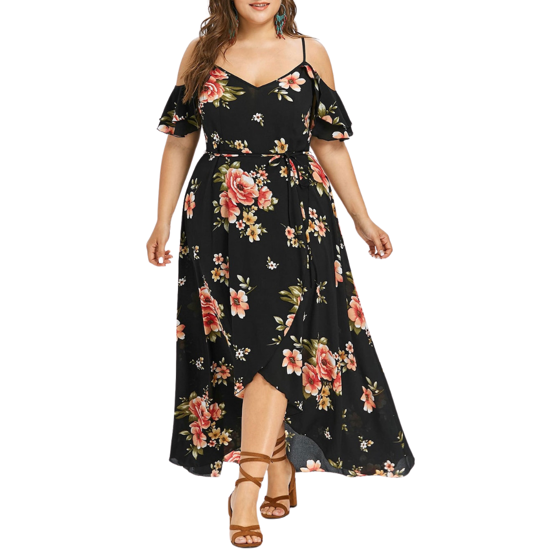 Plus size bohemian ruffled dress
