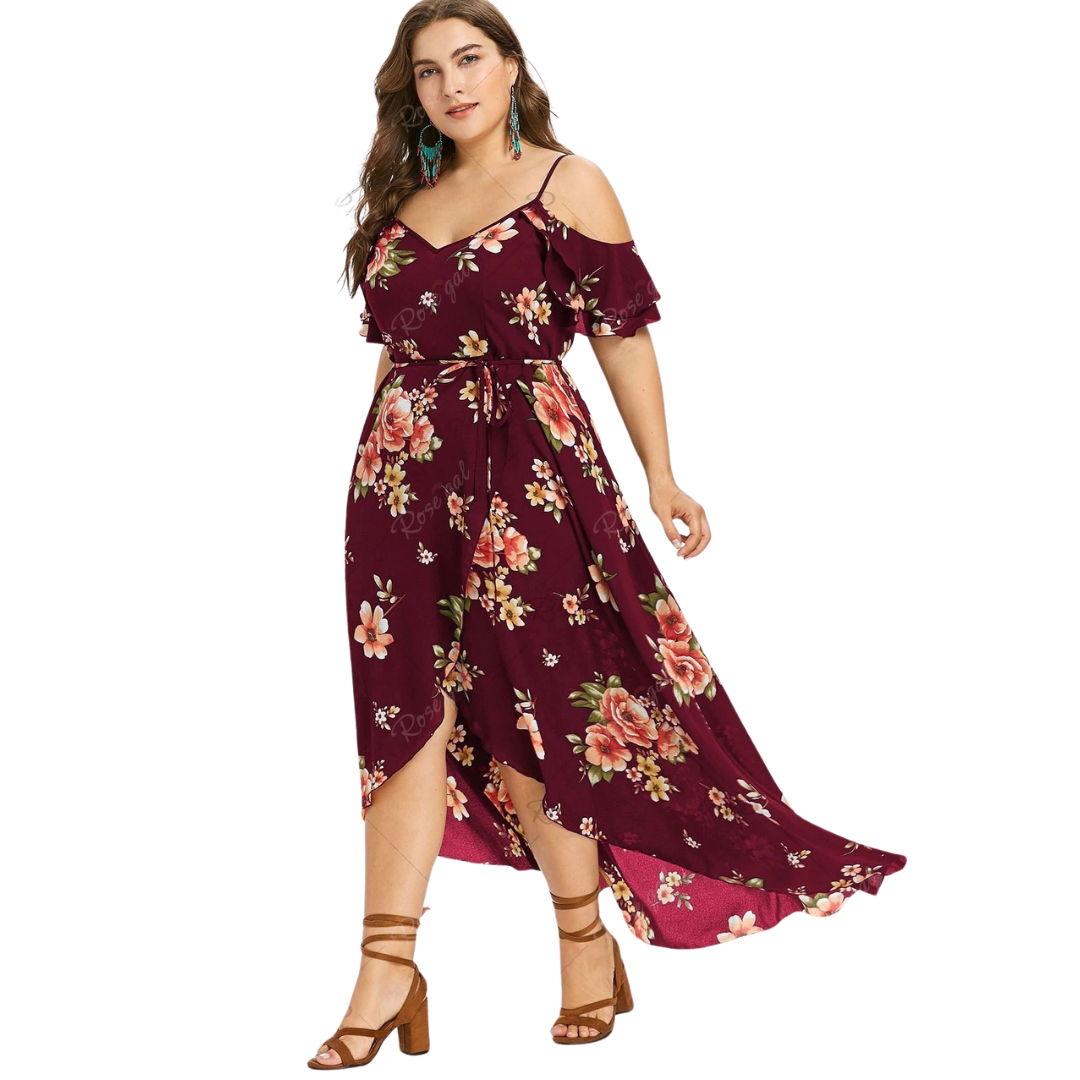 Plus size bohemian ruffled dress