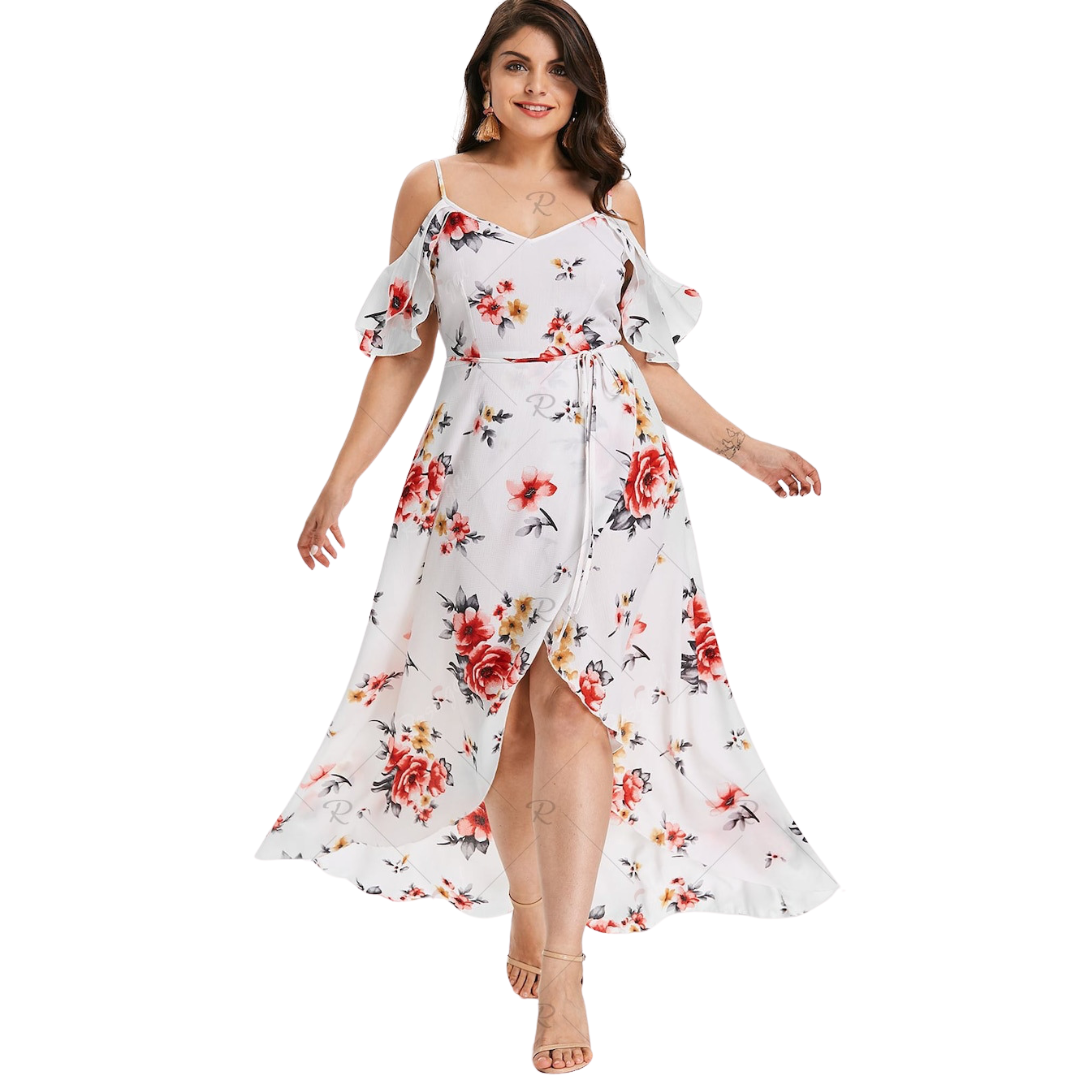 Plus size bohemian ruffled dress