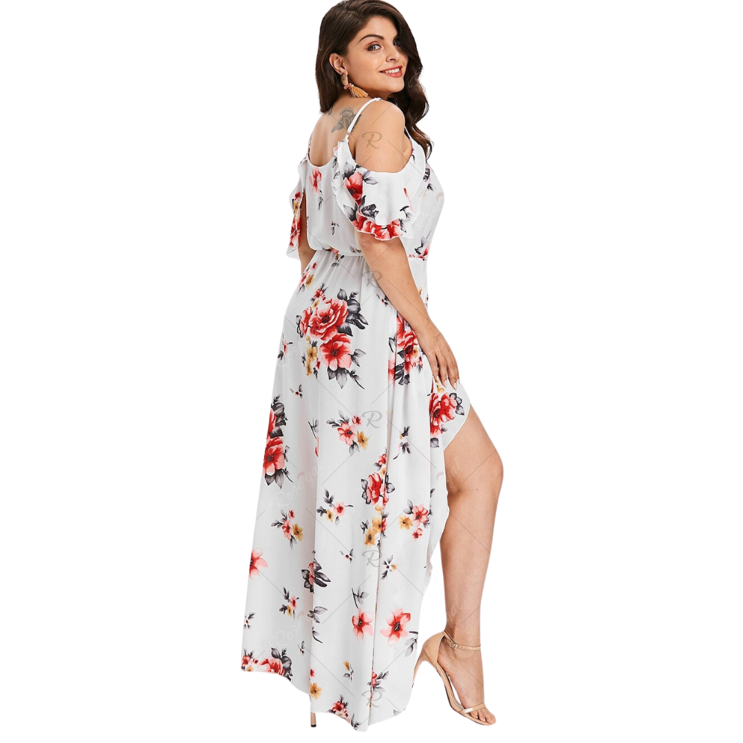 Plus size bohemian ruffled dress