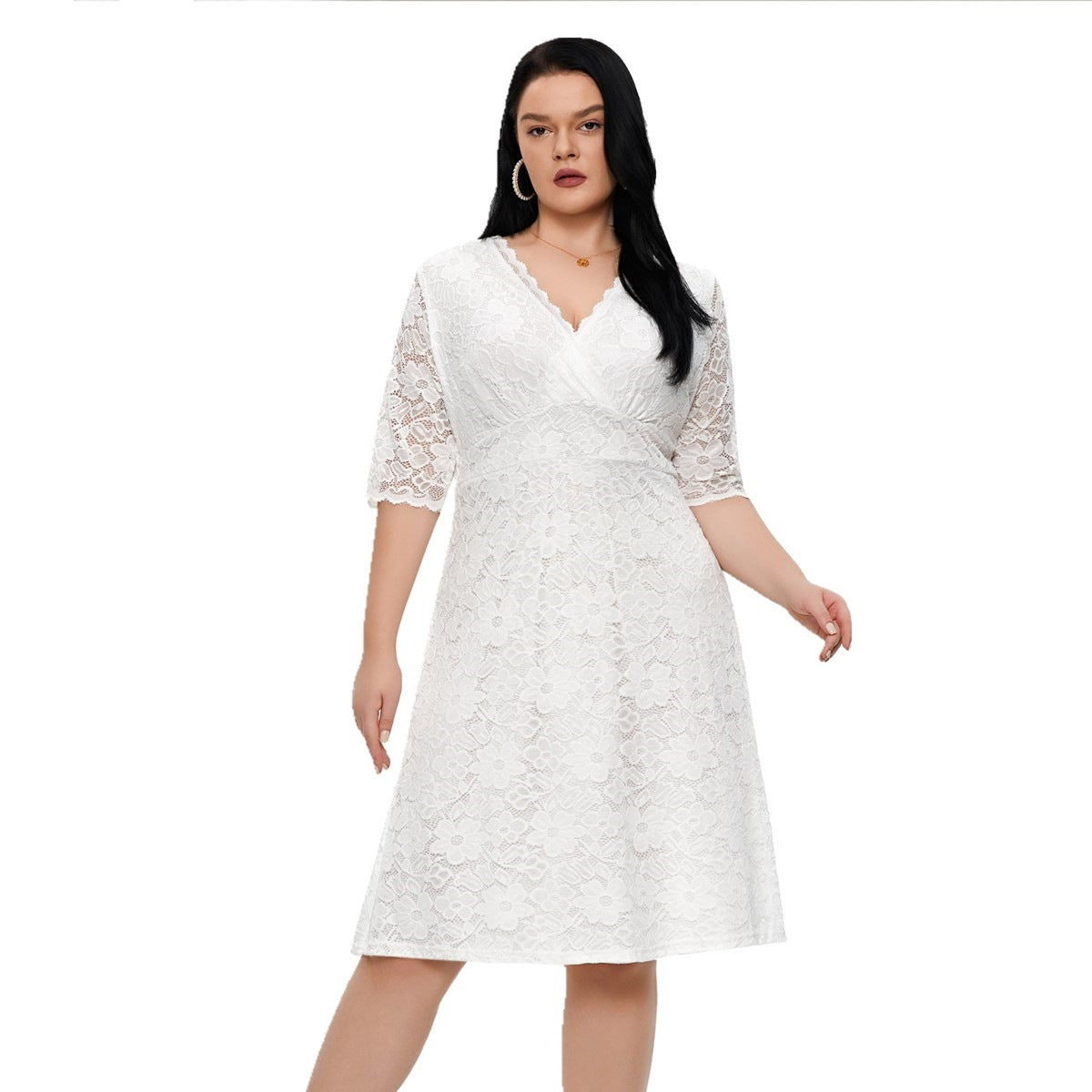 Women Plus Size Lace Evening Dress