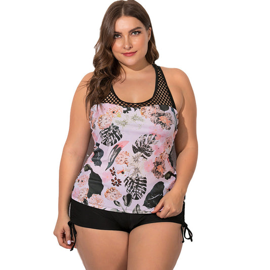 Women Plus size Split-style flat-angle swimsuit