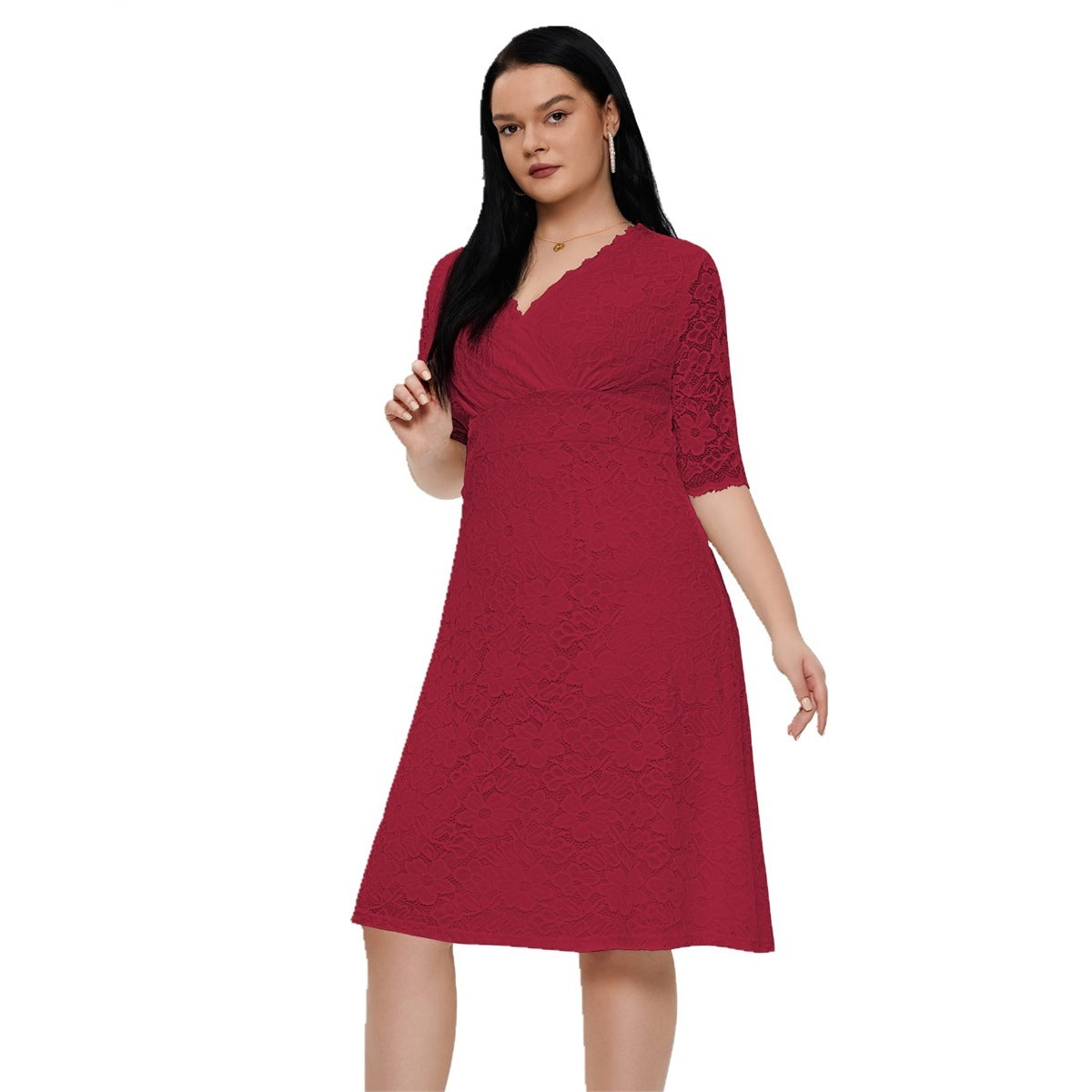 Women Plus Size Lace Evening Dress