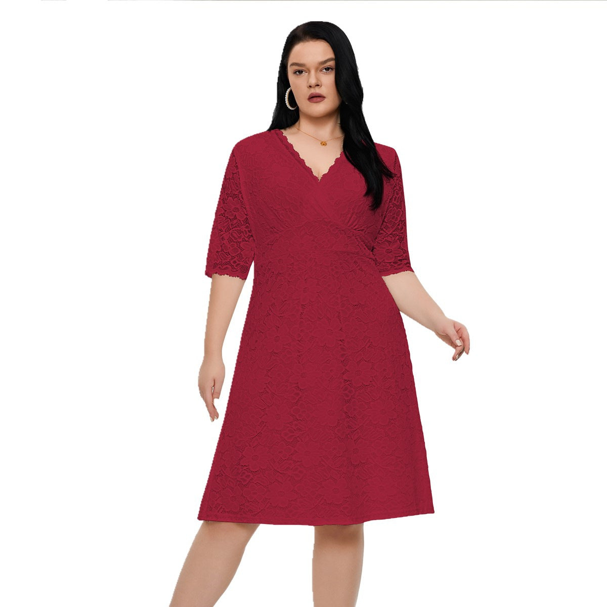 Women Plus Size Lace Evening Dress