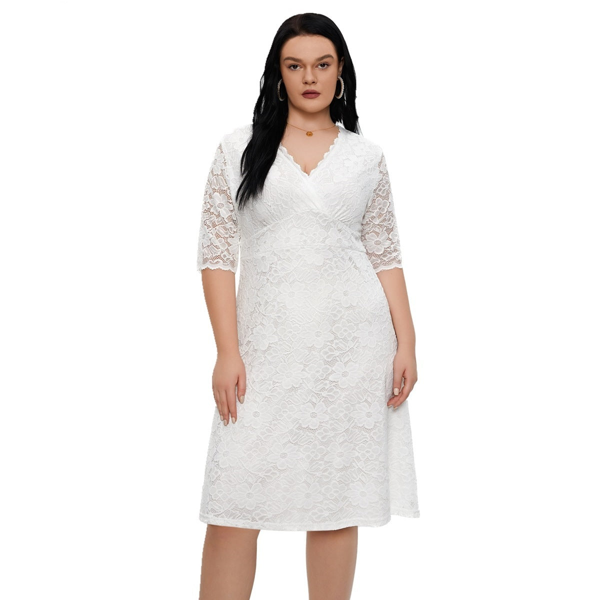 Women Plus Size Lace Evening Dress