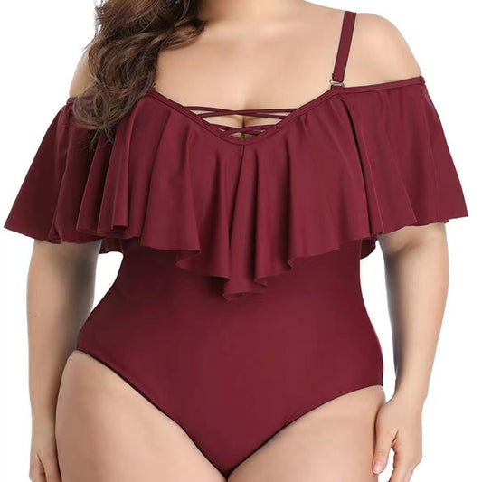 Women Plus Size Ruffle One piece bathing suit