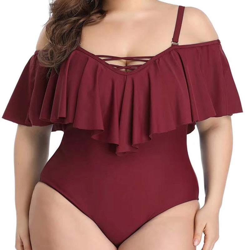 Women Plus Size Ruffle One piece bathing suit