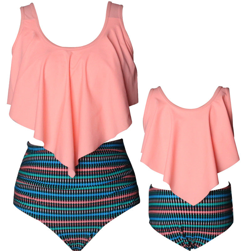Ruffled Mother Daughter Swimwear Family Matching Girls Swimsuit