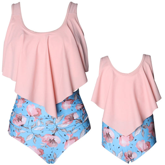 Ruffled Mother Daughter Swimwear Family Matching Girls Swimsuit