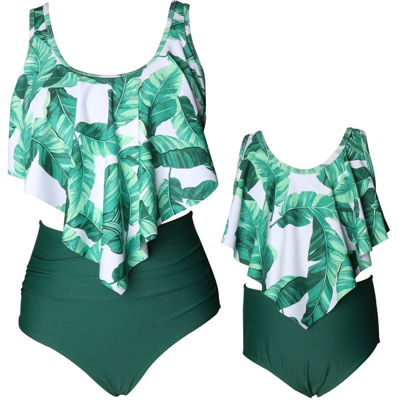 Ruffled Mother Daughter Swimwear Family Matching Girls Swimsuit