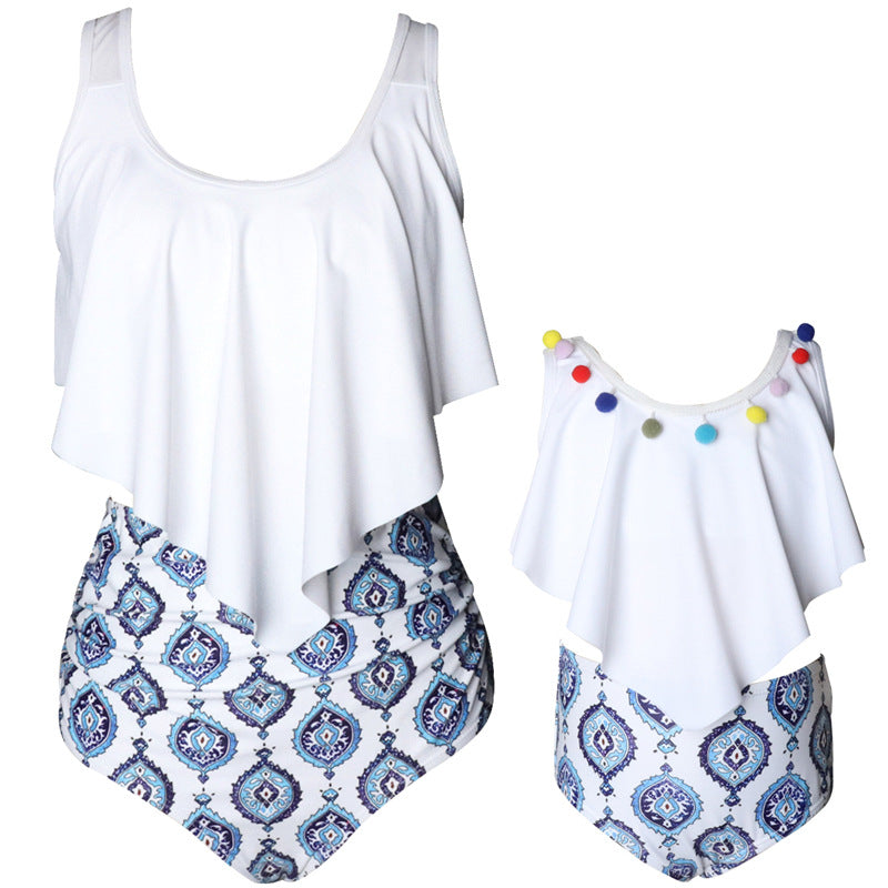 Ruffled Mother Daughter Swimwear Family Matching Girls Swimsuit