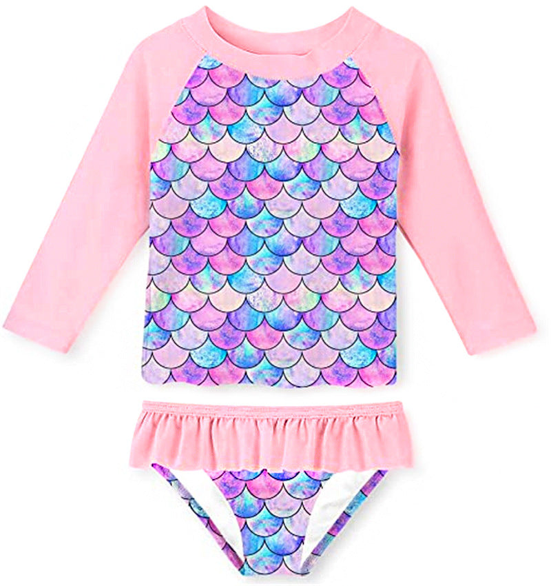 Girls Long Sleeve Swimsuit Mermaid