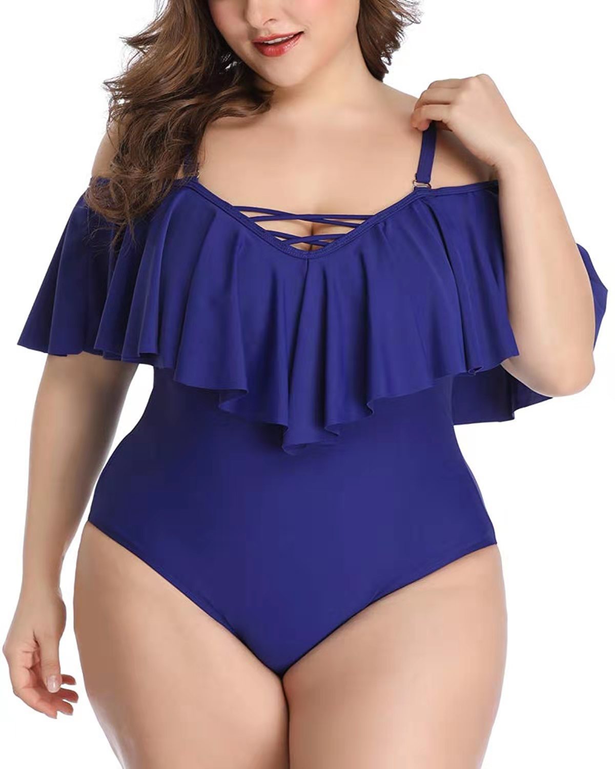 Women Plus Size Ruffle One piece bathing suit