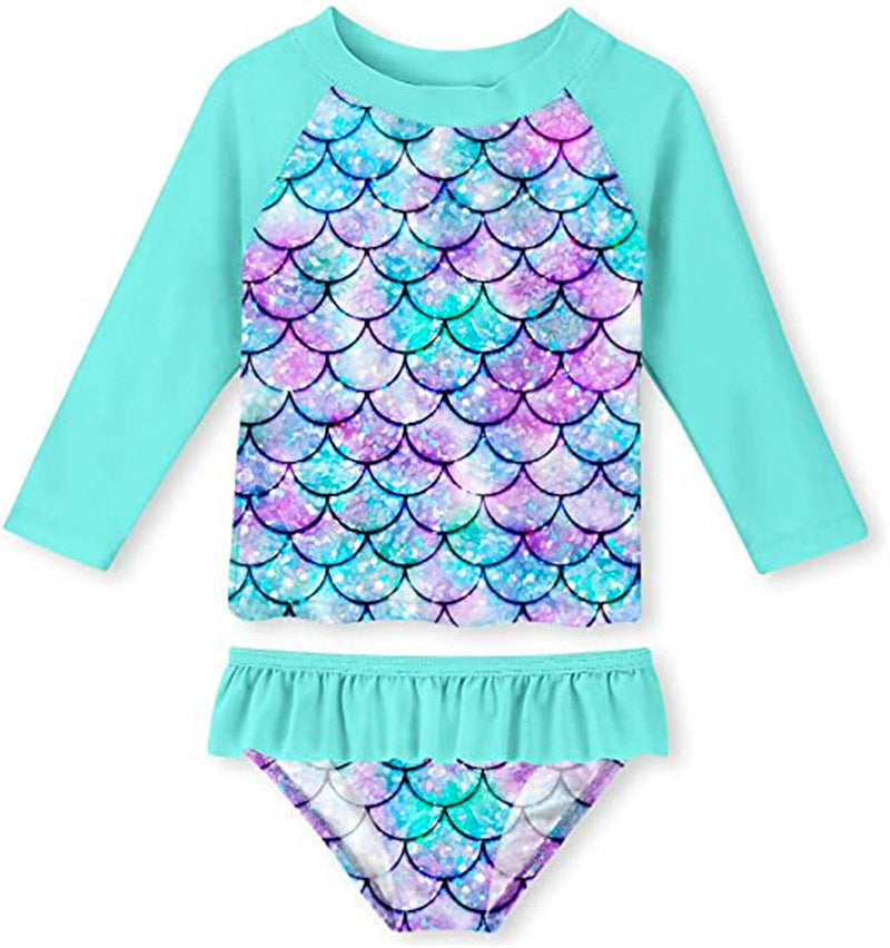 Girls Long Sleeve Swimsuit Mermaid