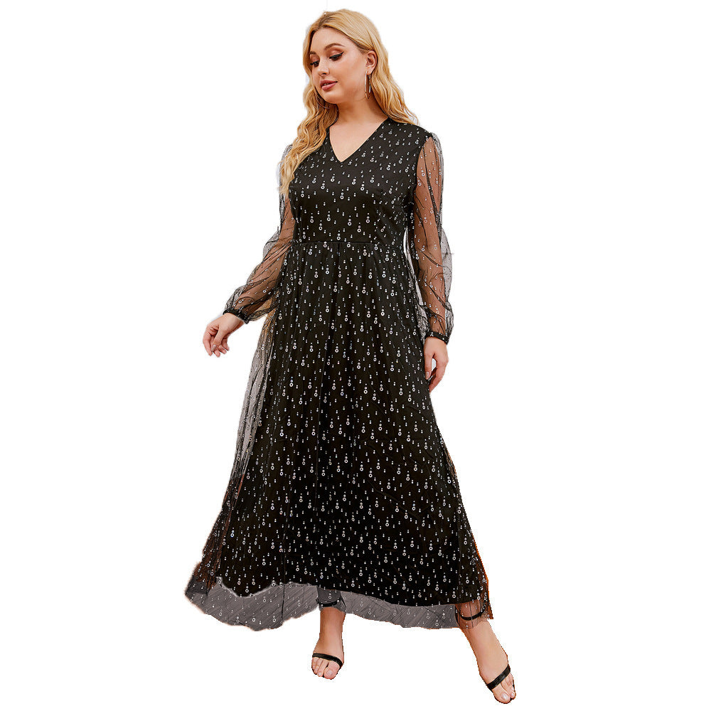 Plus Size Lace Dress Lace Sequin Dress