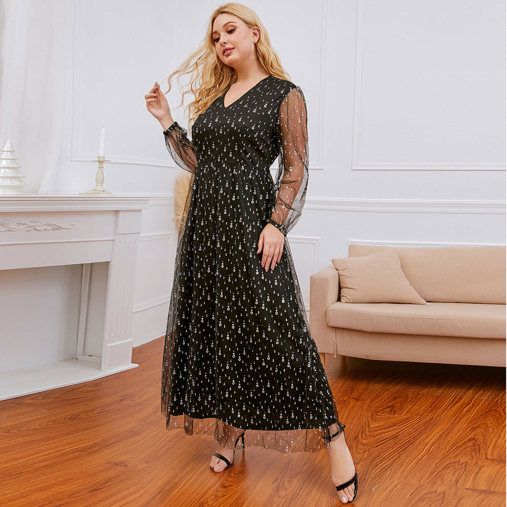 Plus Size Lace Dress Lace Sequin Dress