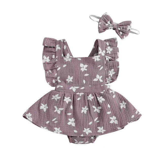 Baby Harness Print Dress Crawling Clothes