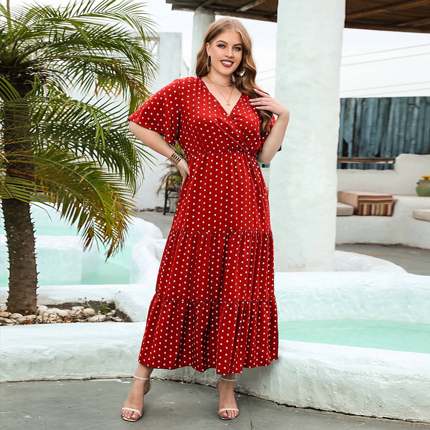 Women's Plus-size Polka Dot Casual Holiday Dress