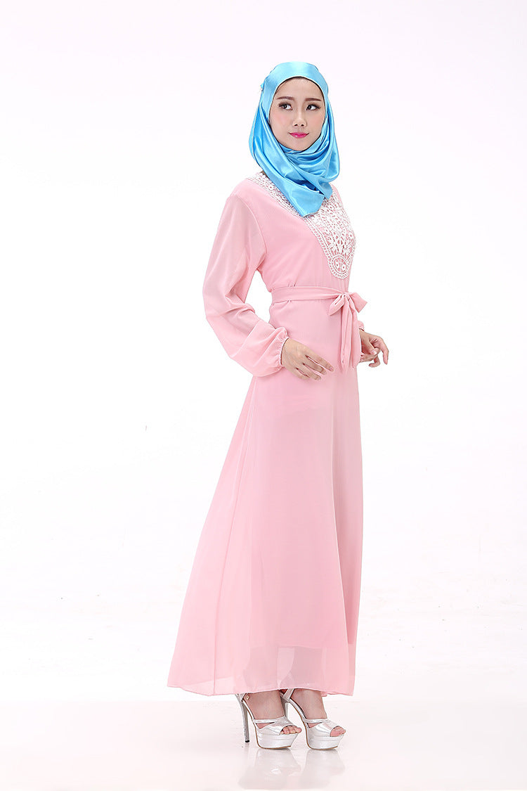 Muslim Robe Arab Hui Ethnic Women Chiffon Long-sleeved Dress