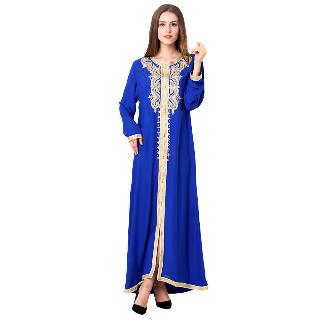 Muslim Robe Arab Hui Ethnic Women Chiffon Long-sleeved Dress