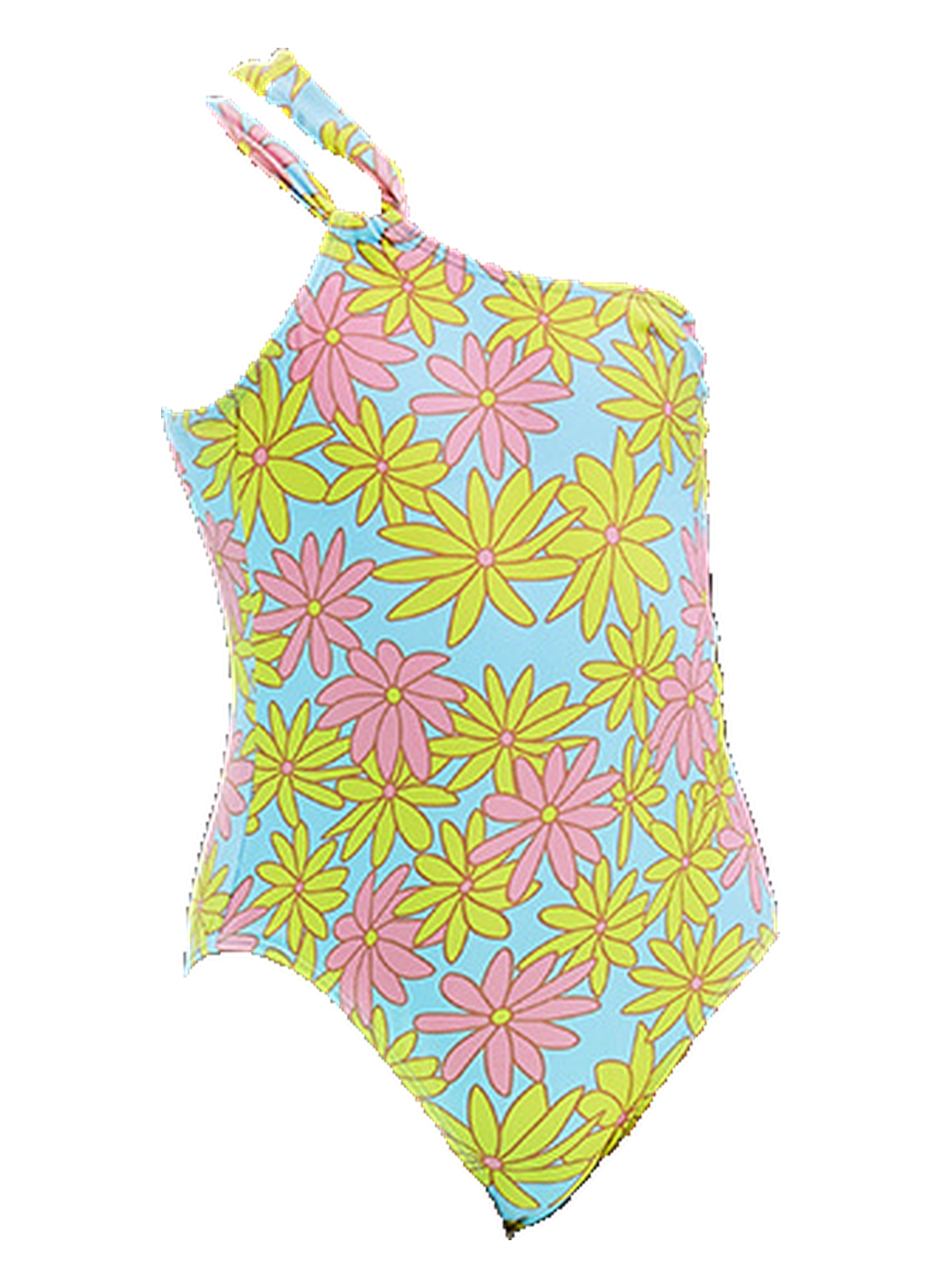 Girls One Piece Swimsuit One Shoulder Tube Top Leaf Print