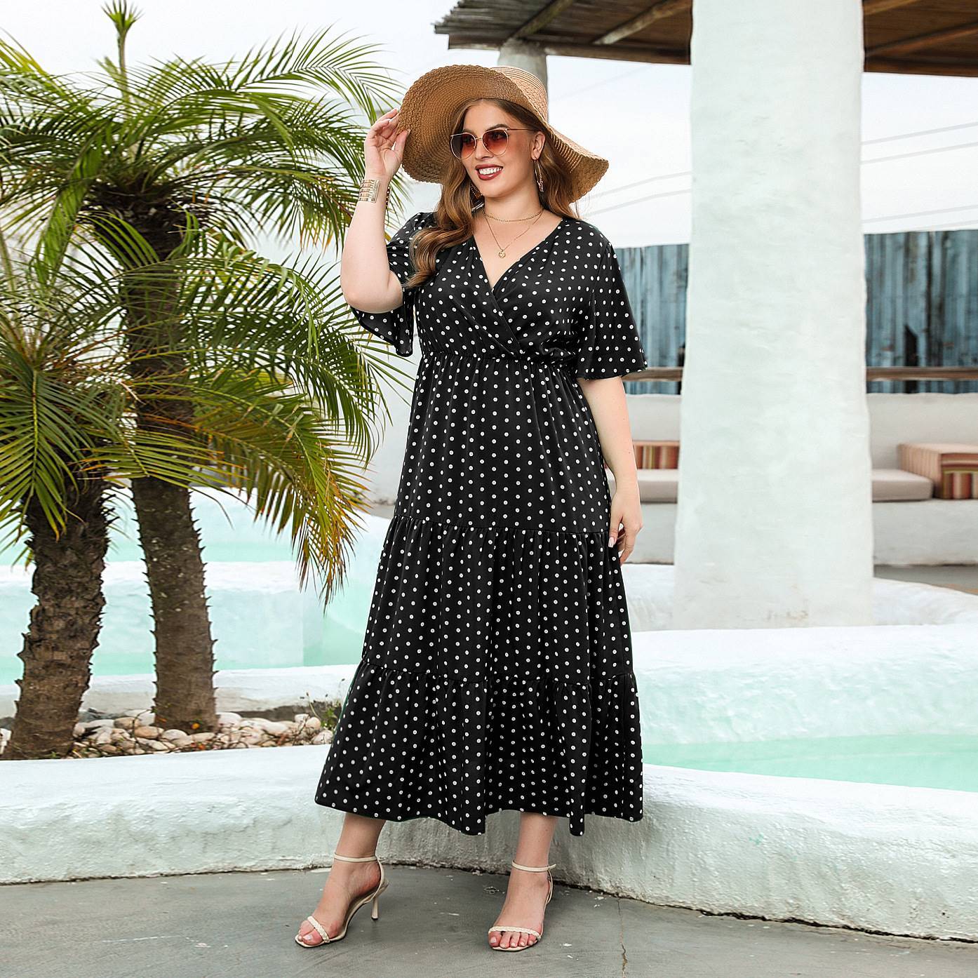 Women's Plus-size Polka Dot Casual Holiday Dress