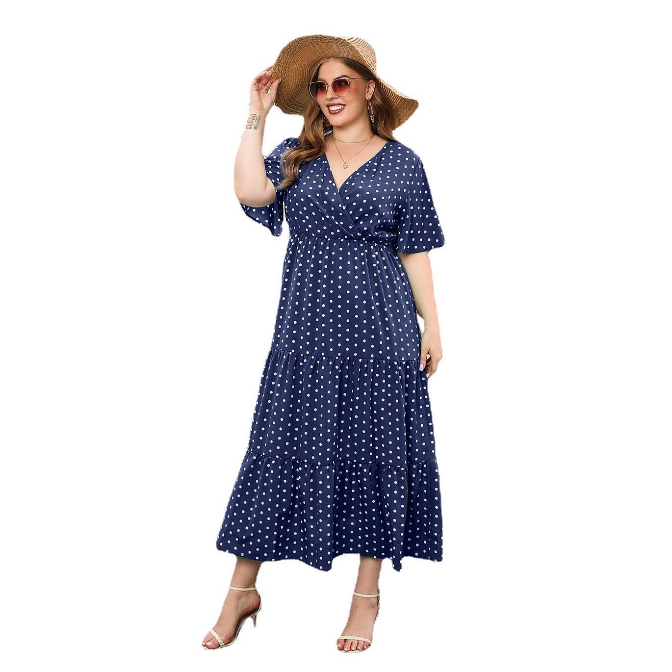 Women's Plus-size Polka Dot Casual Holiday Dress