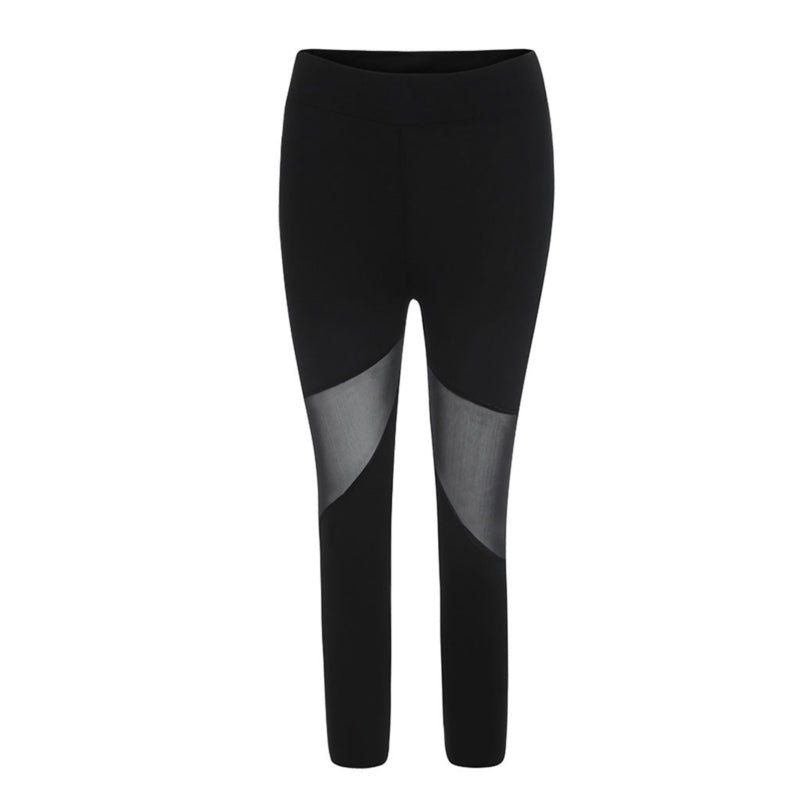 Black Yoga Capri Insert Mesh Leggings