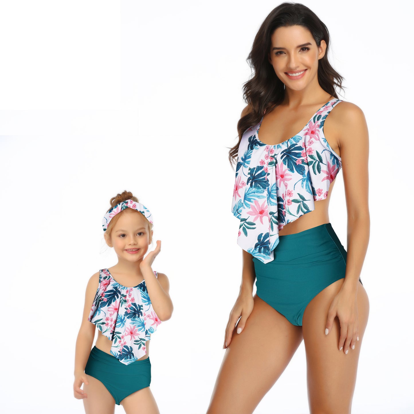 Ruffled Mother Daughter Swimwear Family Matching Girls Swimsuit