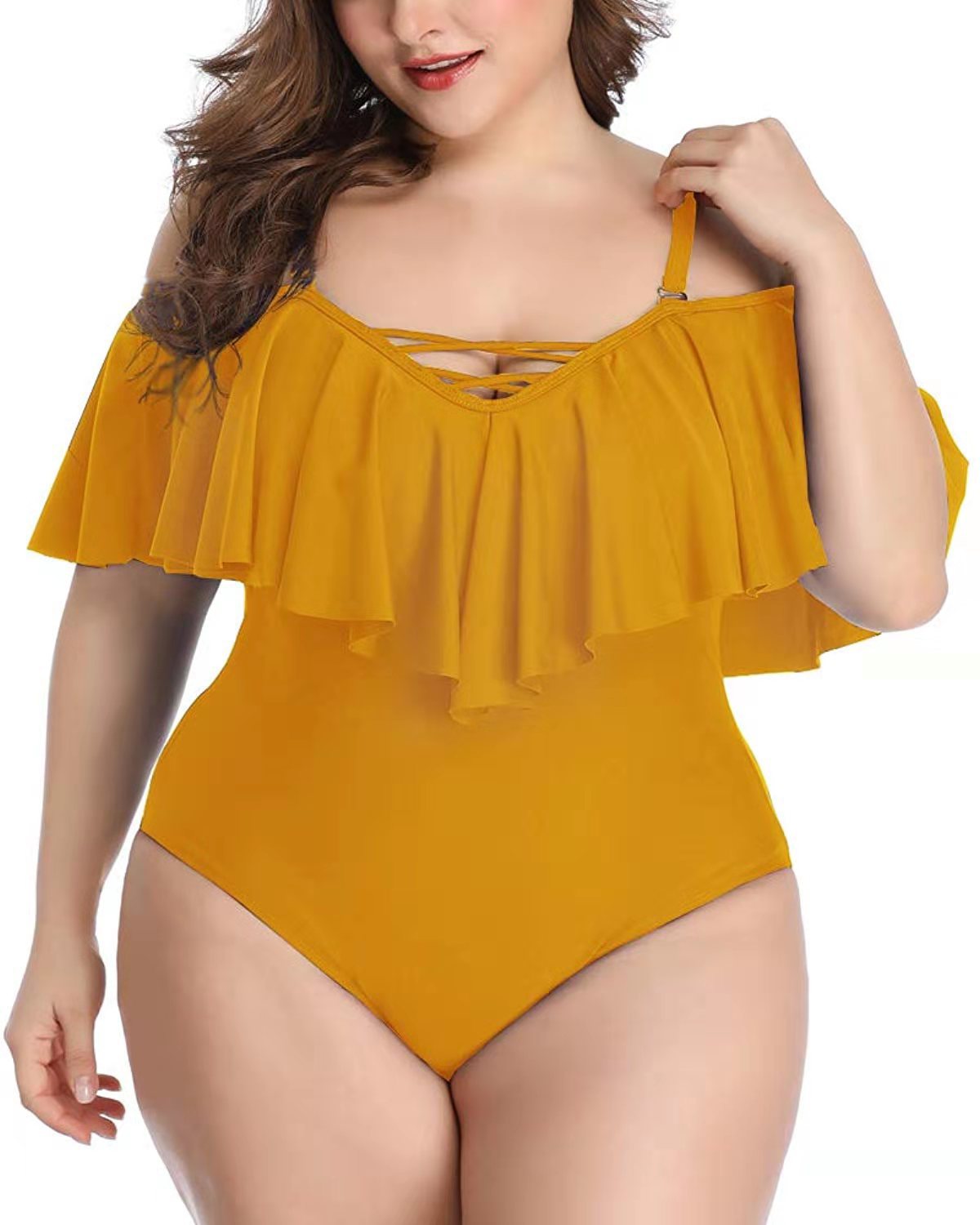 Women Plus Size Ruffle One piece bathing suit