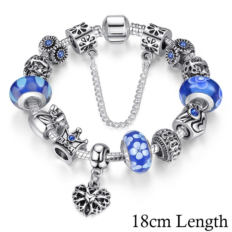 Queen Silver Plated Charms Bracelet