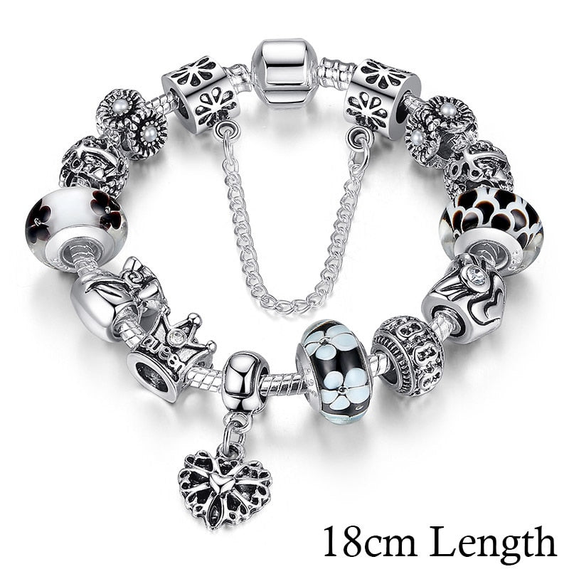 Queen Silver Plated Charms Bracelet