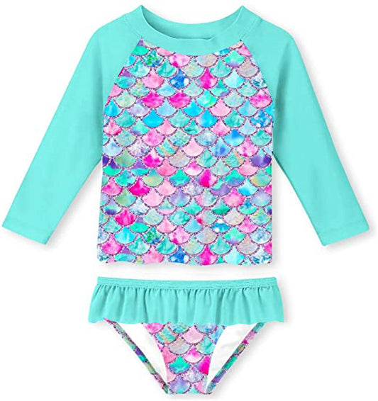 Girls Long Sleeve Swimsuit Mermaid