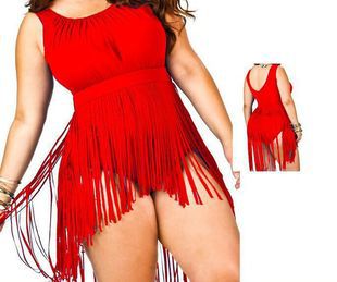 Women Plus size Slimming Underwire Tassels Swimwear